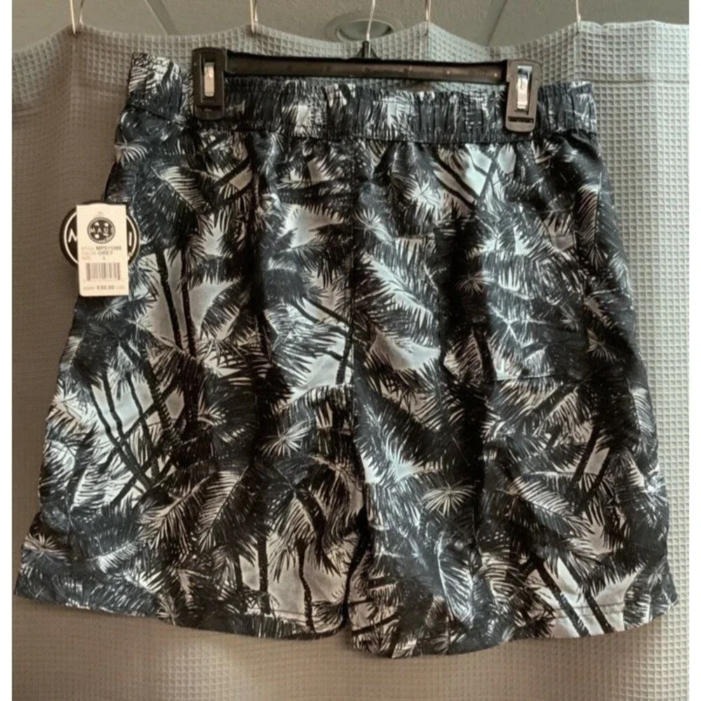 MENS MAUI AND SONS DRAWSTRING LINED STRETCH SWIM BOARD SHORTS SIZE L